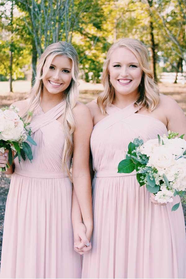 Blush Pink Chiffon Bridesmaid Dresses Vintage Bridesmaid Gowns BD088 –  Pgmdress