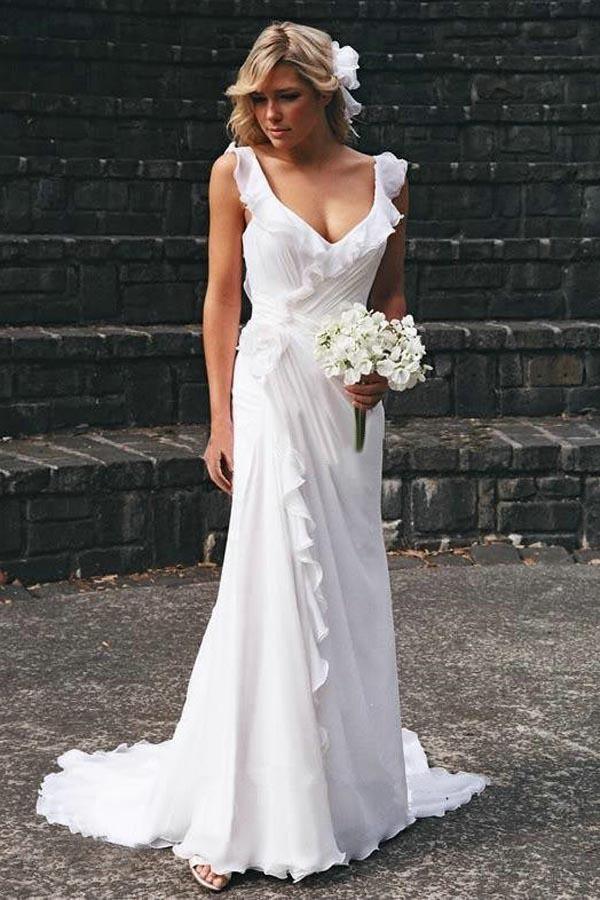 Elegant Sweetheart A Line Wedding Dress With Side Slit, Simple Satin B –  DressTok.co.uk