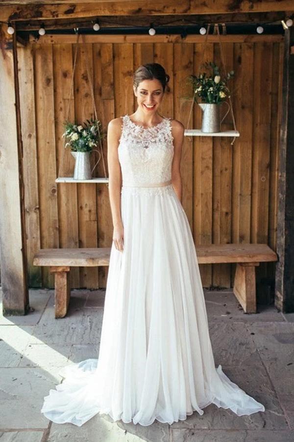 Ivory Lace Strapless Boho Beach Wedding Dresses, AB1530 – AlineBridal