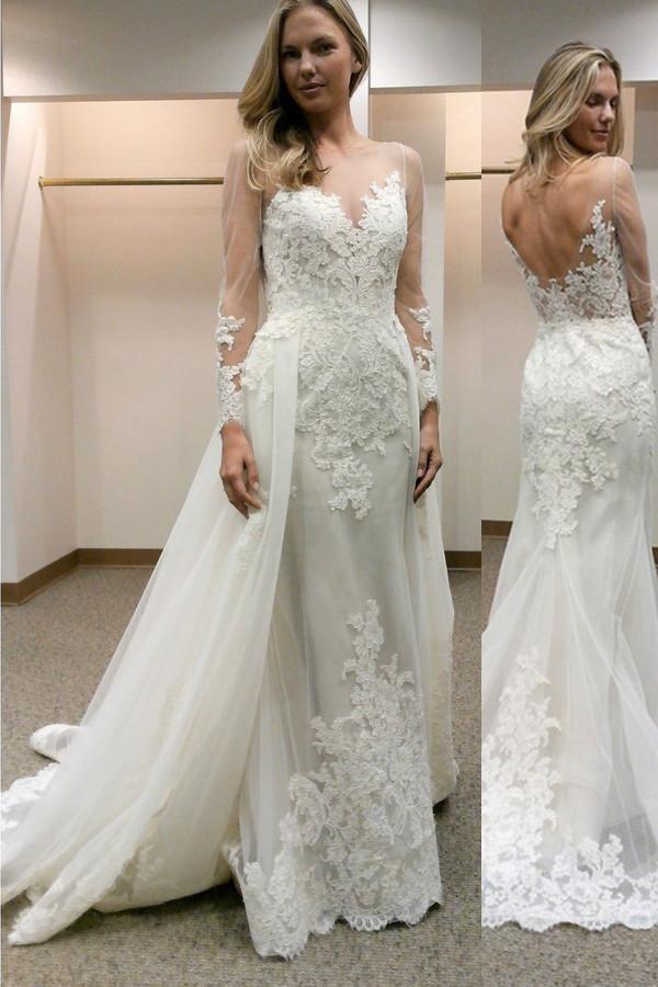 Long Sleeve Lace Sheath Wedding Dress