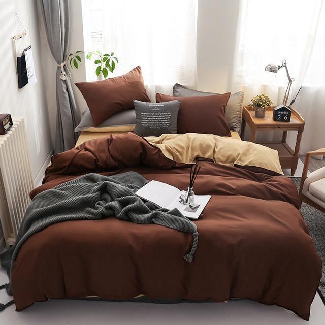 YC-WTBKJ Brown Plaid Duvet Cover 220x240 Pillowcase 3Pcs,Bedding  Set,150x200 Quilt Cover,Blanket Cover, Bed Sheet, Double Queen King Size  (Color 