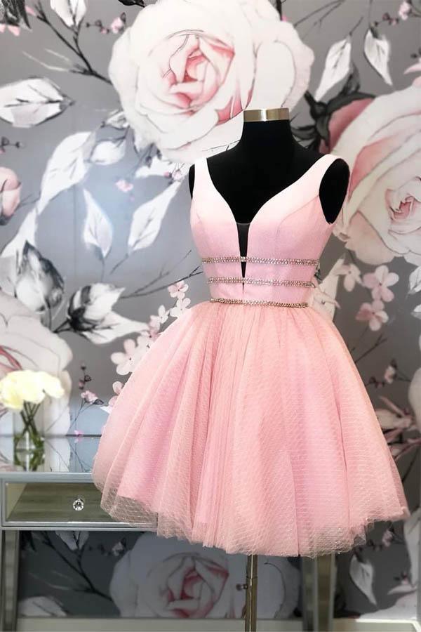 Robe de bal courte princesse robe de soirée en tulle rose – Pgmdress