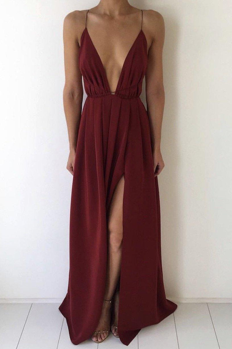 Spaghetti Strap Prom Gown with V-Neck - 231P0042
