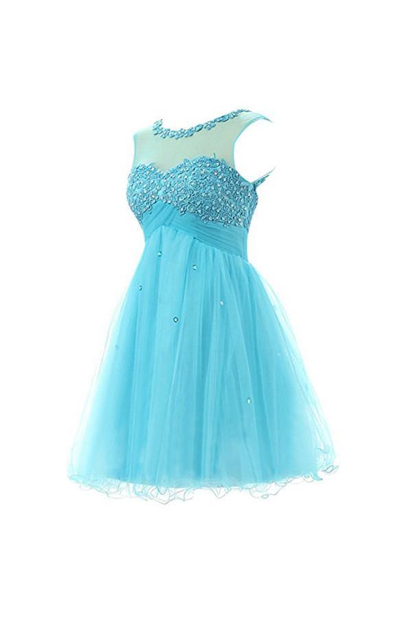 Short Prom Dress Tulle Homecoming Dress With Applique – Pgmdress
