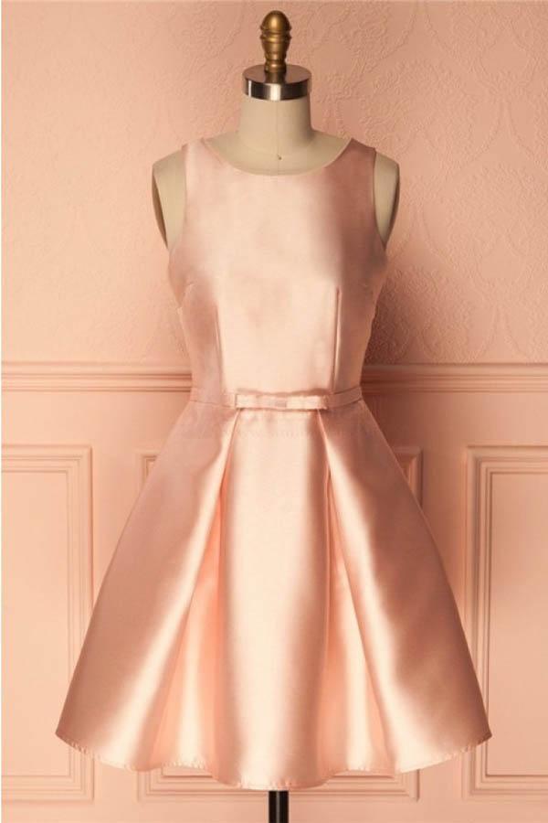 Simple Orange Silk Satin Cowl Neck Homecoming Dress SH603