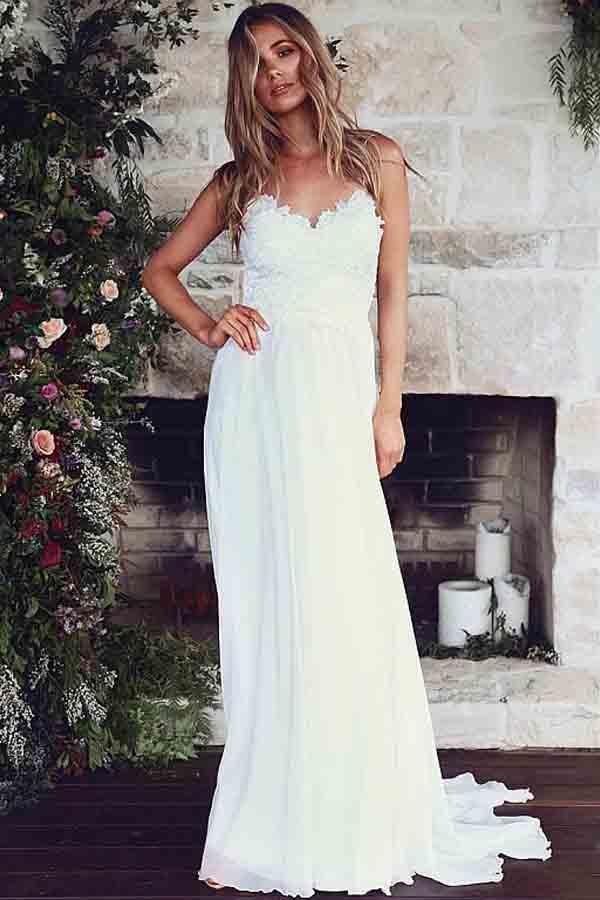 A-line Lace Wedding Dresses Romantic Country Wedding Gown VW2132 - Ivory /  Custom Size