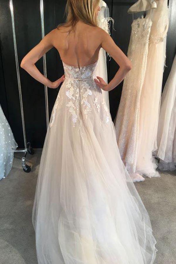 Gorgeous V-Neck Sleeveless Tulle Wedding Dresses Bridal Gowns