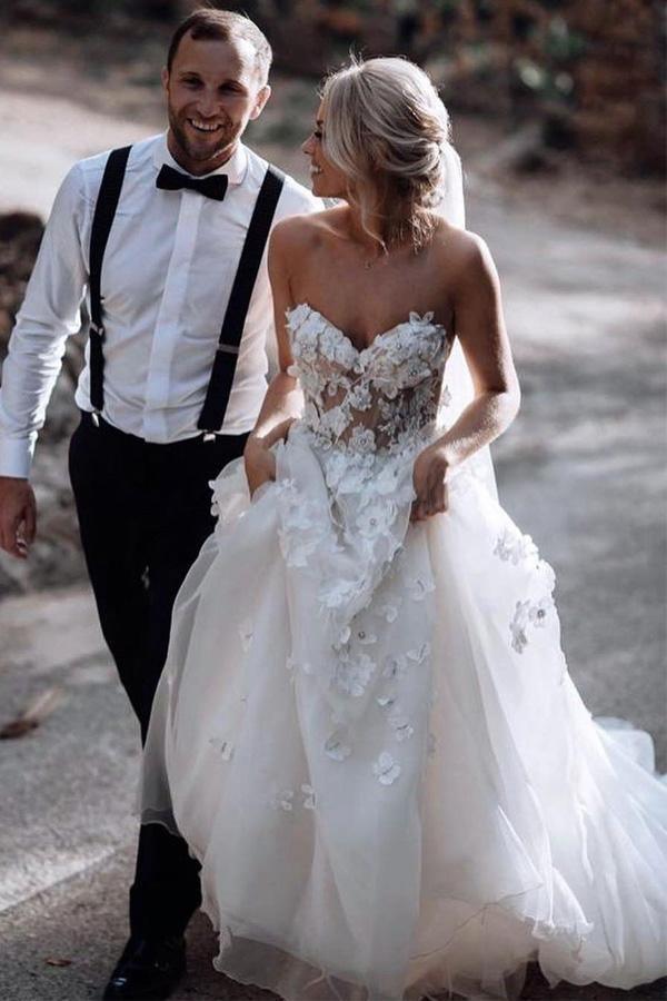 Applique Beach Wedding Dresses Backless Wedding Gown – Pgmdress
