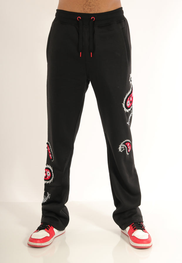 P11363 LETTER EMBROIDERY FLEECE PANTS - STACKED FIT – Screenshotbrand