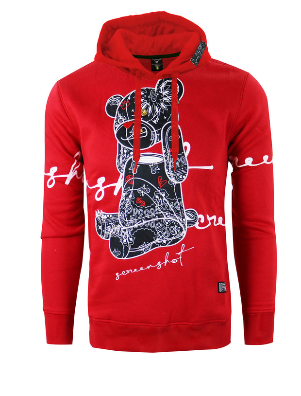 BANDANA BEAR FLEECE HOODIE-H1122(BLAC/RED) – Screenshotbrand