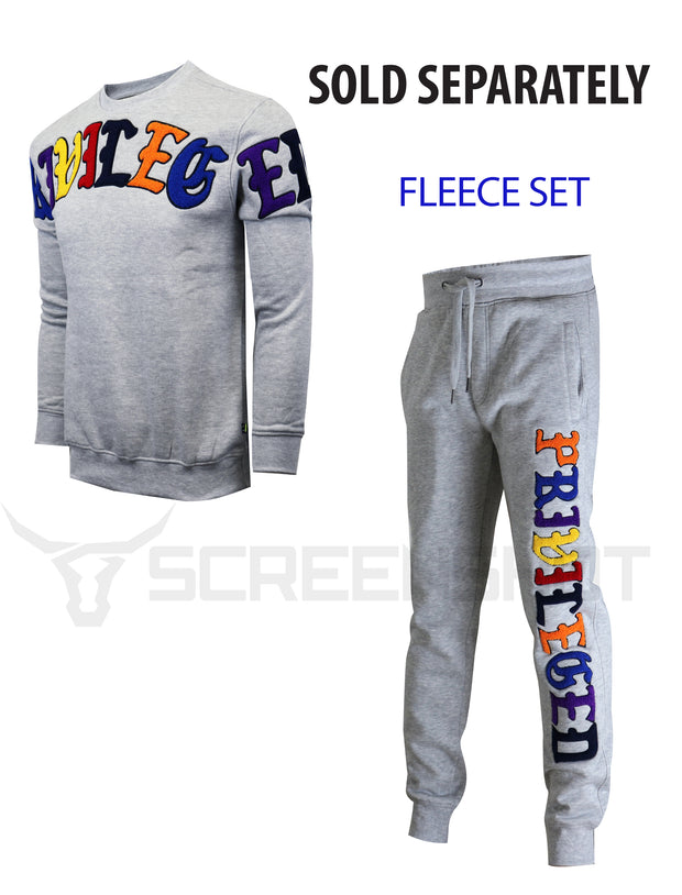 CHENILLE EMBROIDERY FLEECE SWEAT PANTS-P11055M (H.GREY