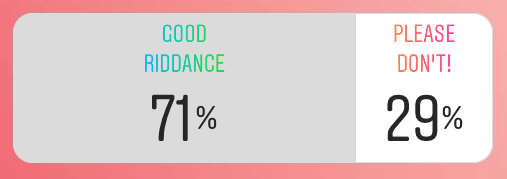 Poll results: 71% voted Good Riddance, 29% voted Please Don't