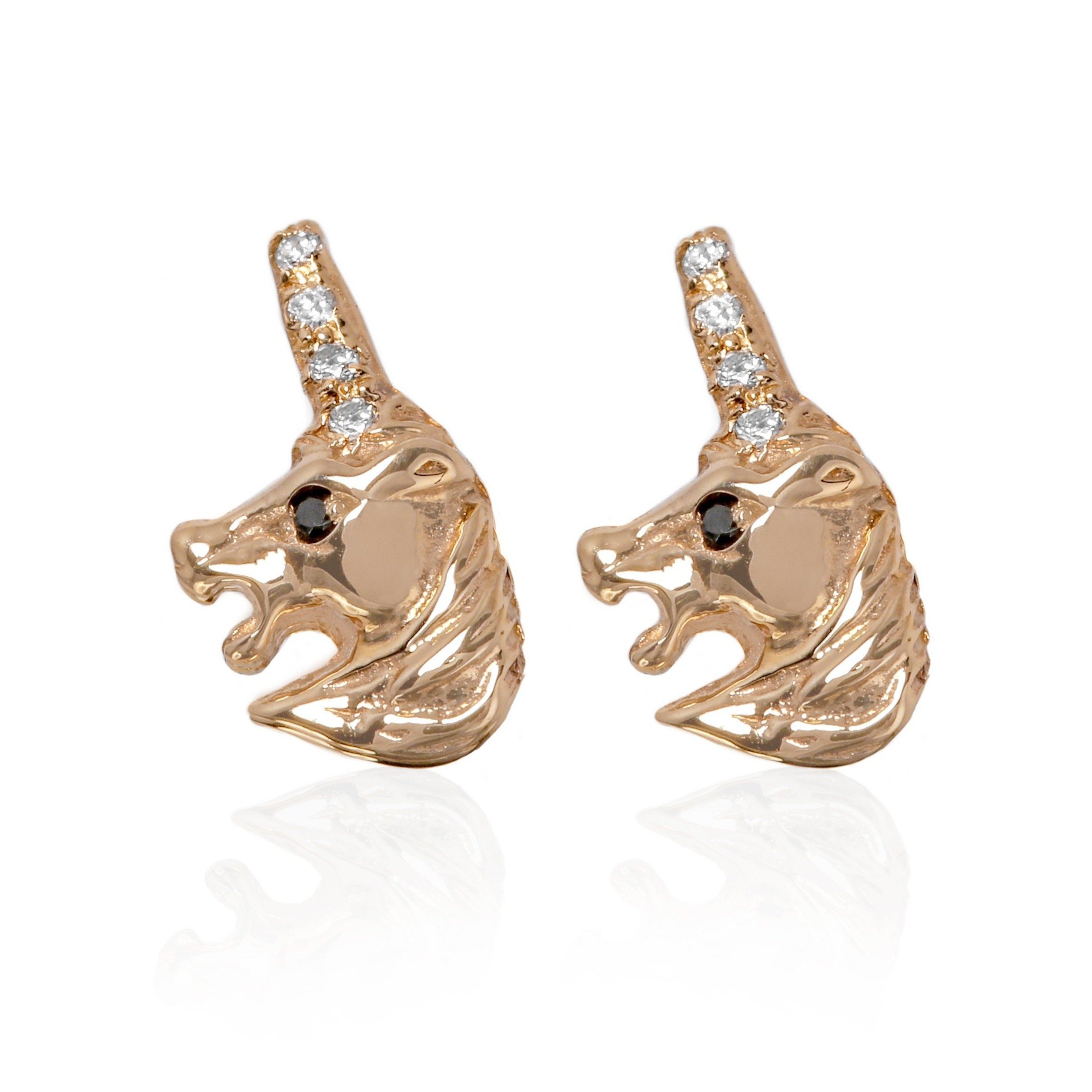 Black Diamond Unicorn Earrings