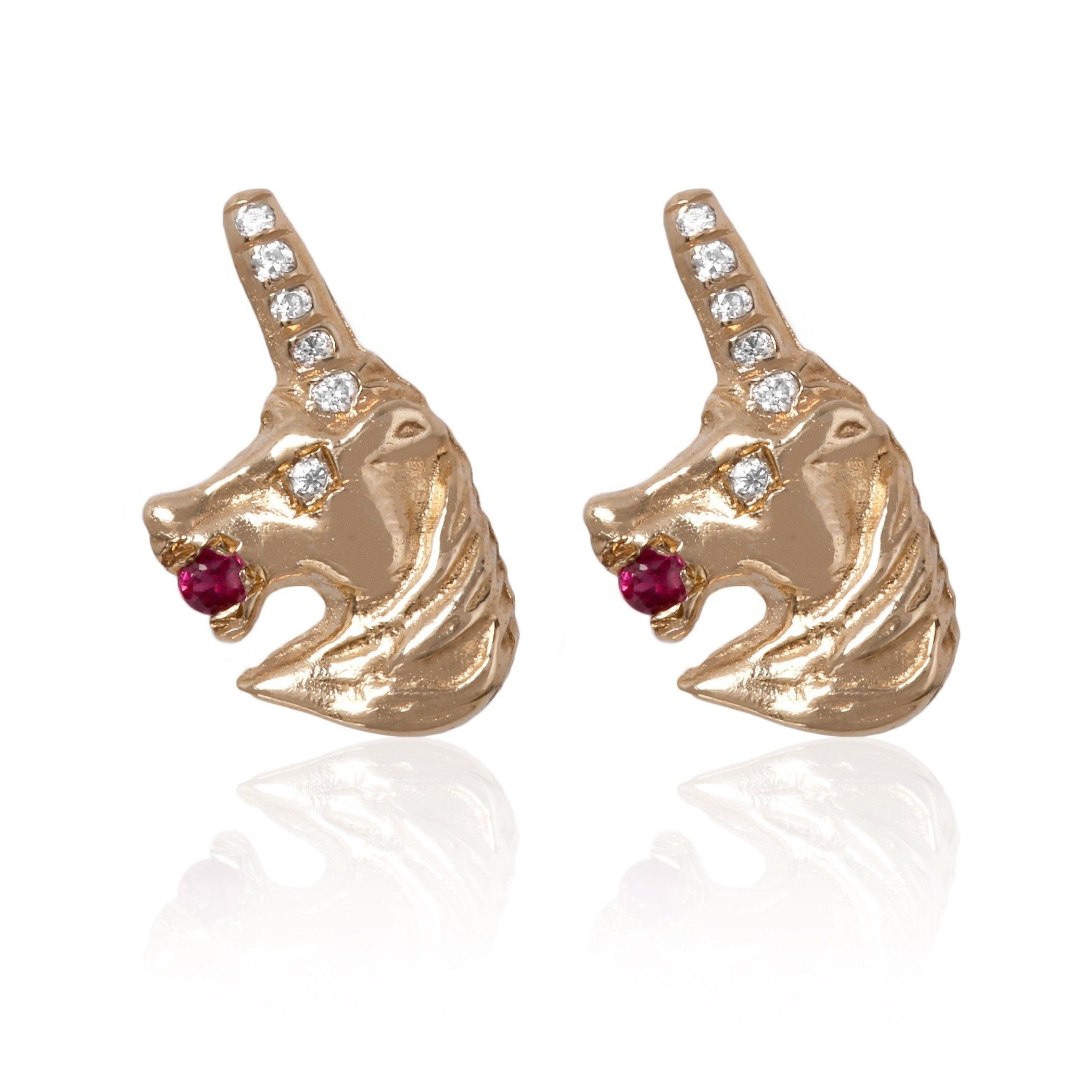 Ruby Unicorn Earrings