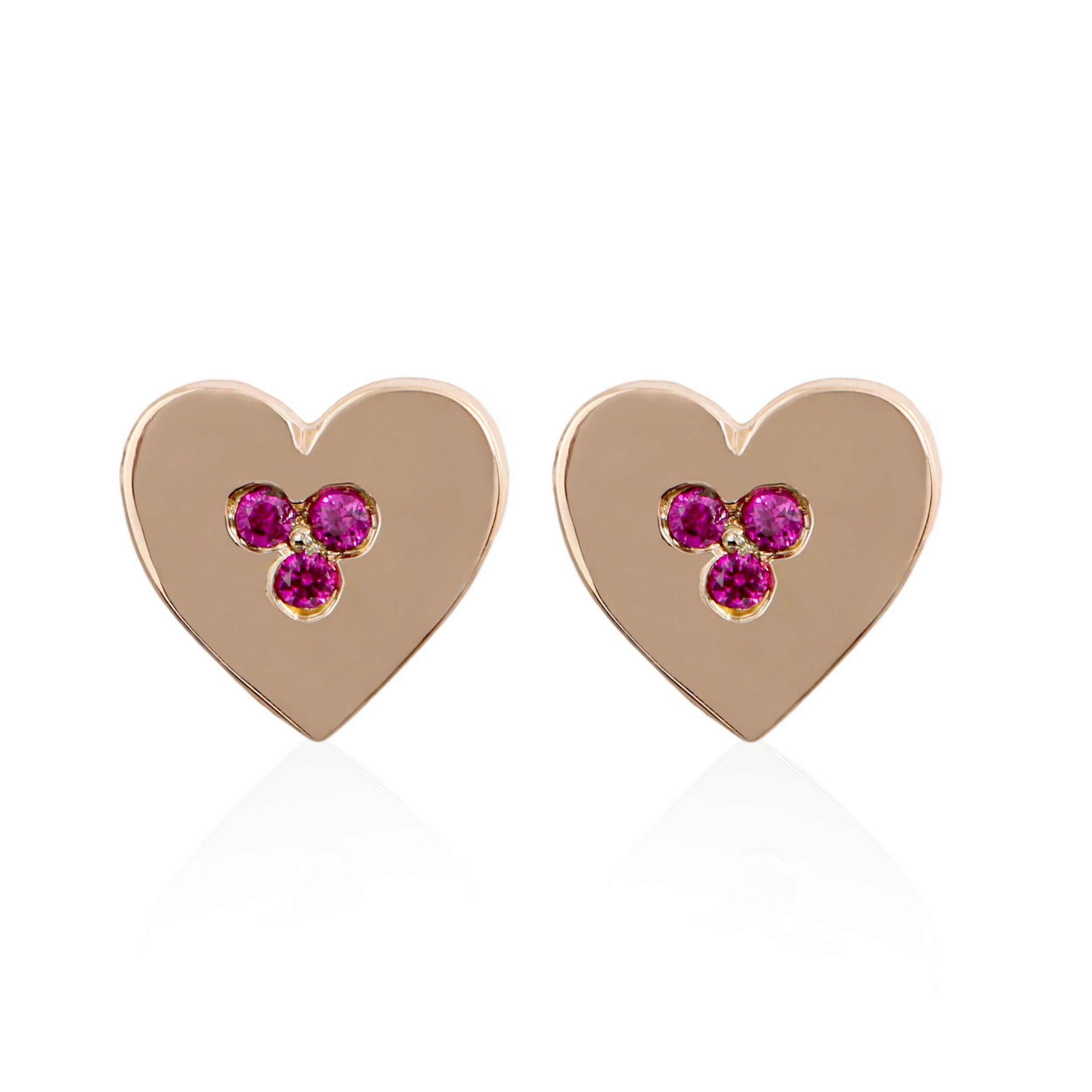 Trio Ruby Heart Earrings