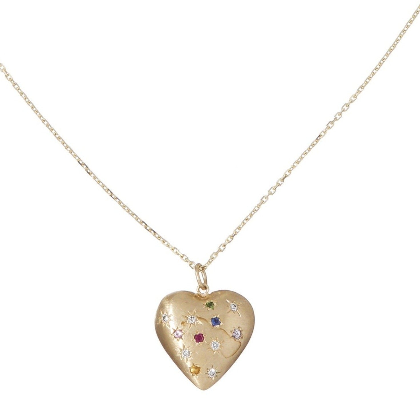 Multi-Colored Puffed Heart Necklace