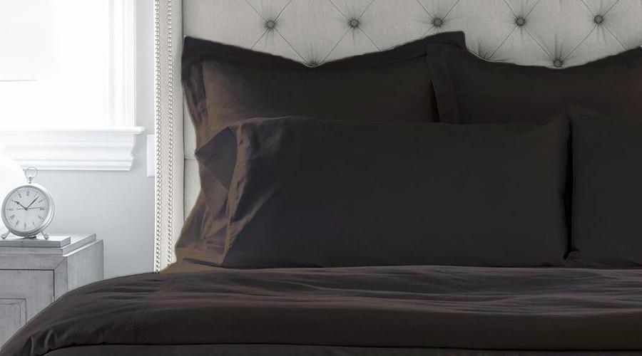 Black King Size Luxury Sheet Set Quilt Cover Pillowcases Linen Republic