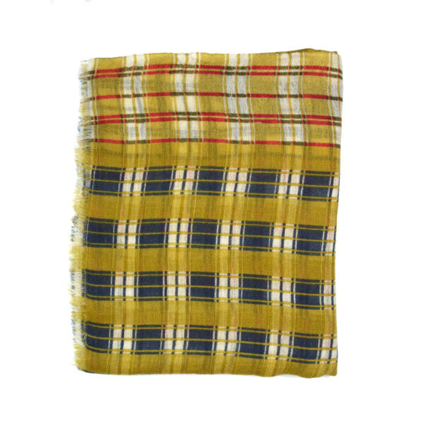 Epice Cashmere/Wool Plaid Scarf in Yellow