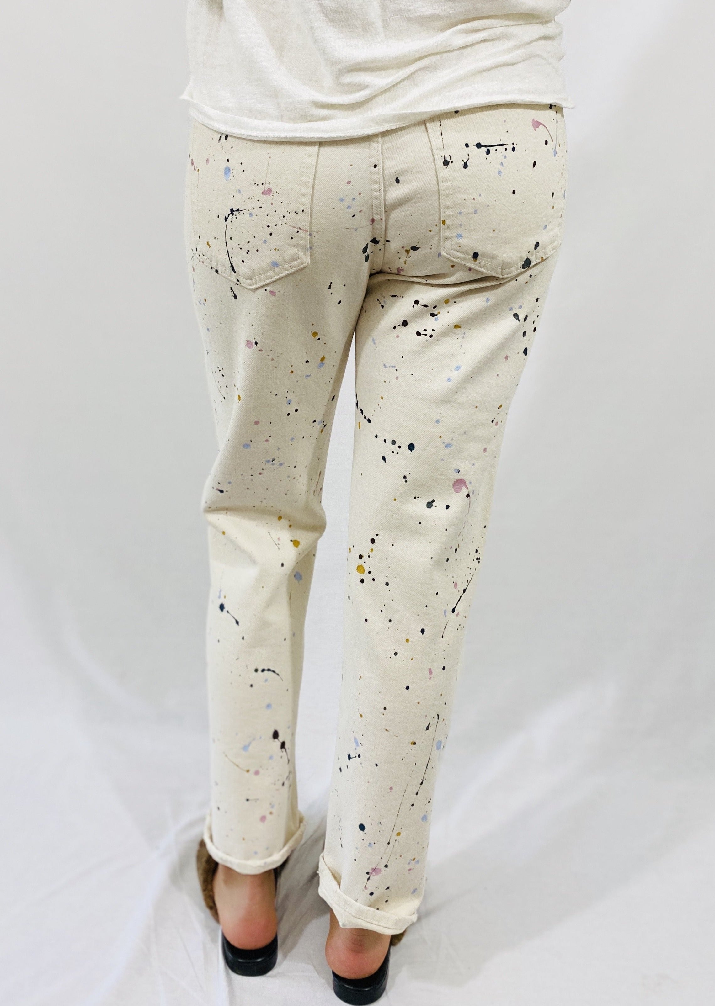 Closed Glow Jeans in Ivory Paint Splatter