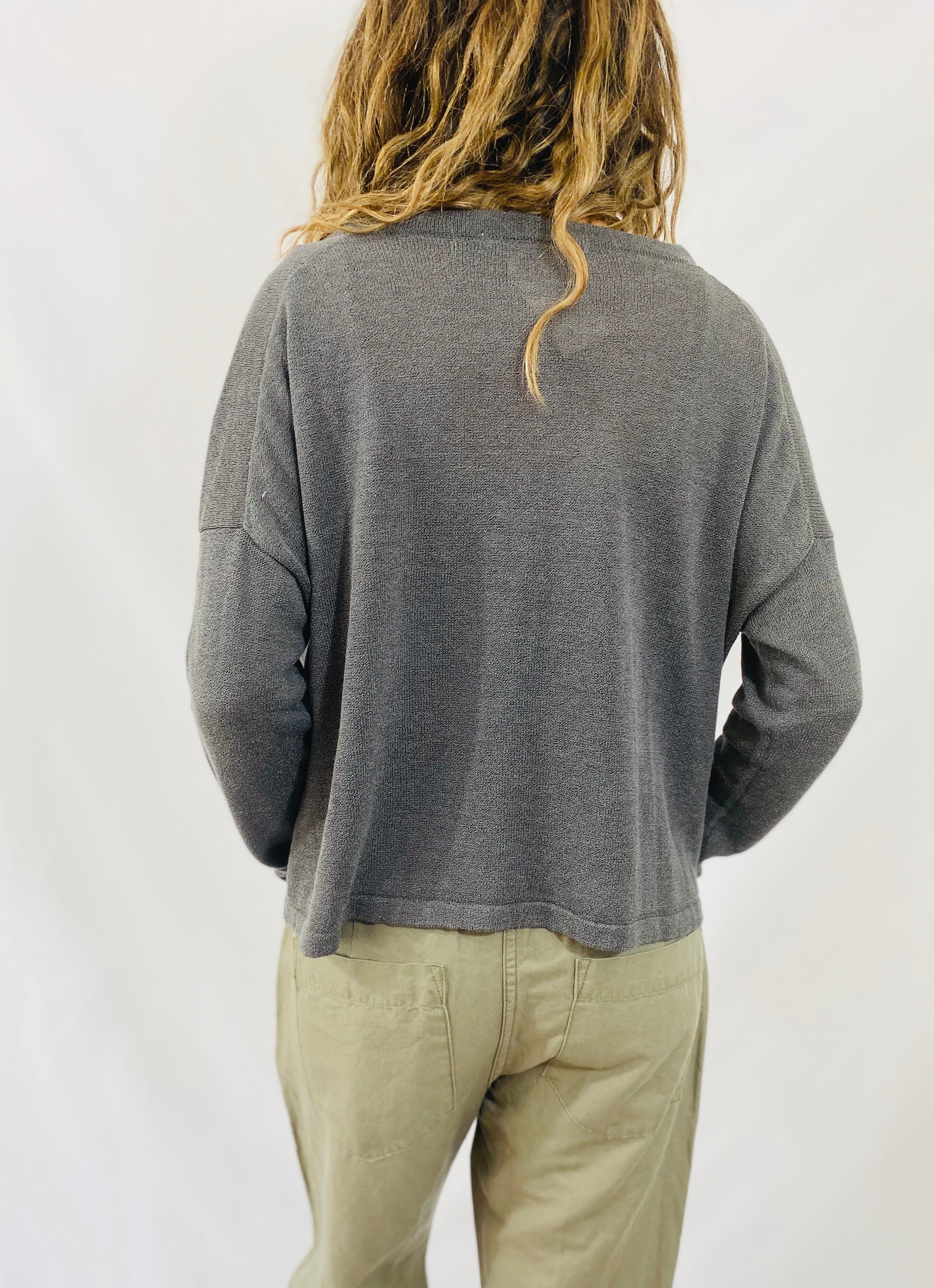 Evam Eva Front Tuck Pullover in Gray