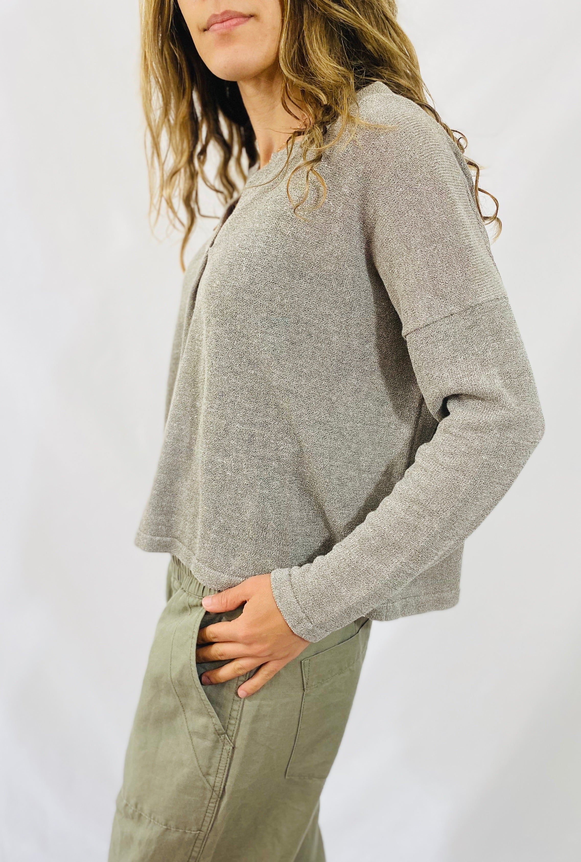 Evam Eva Front Tuck Pullover in Beige