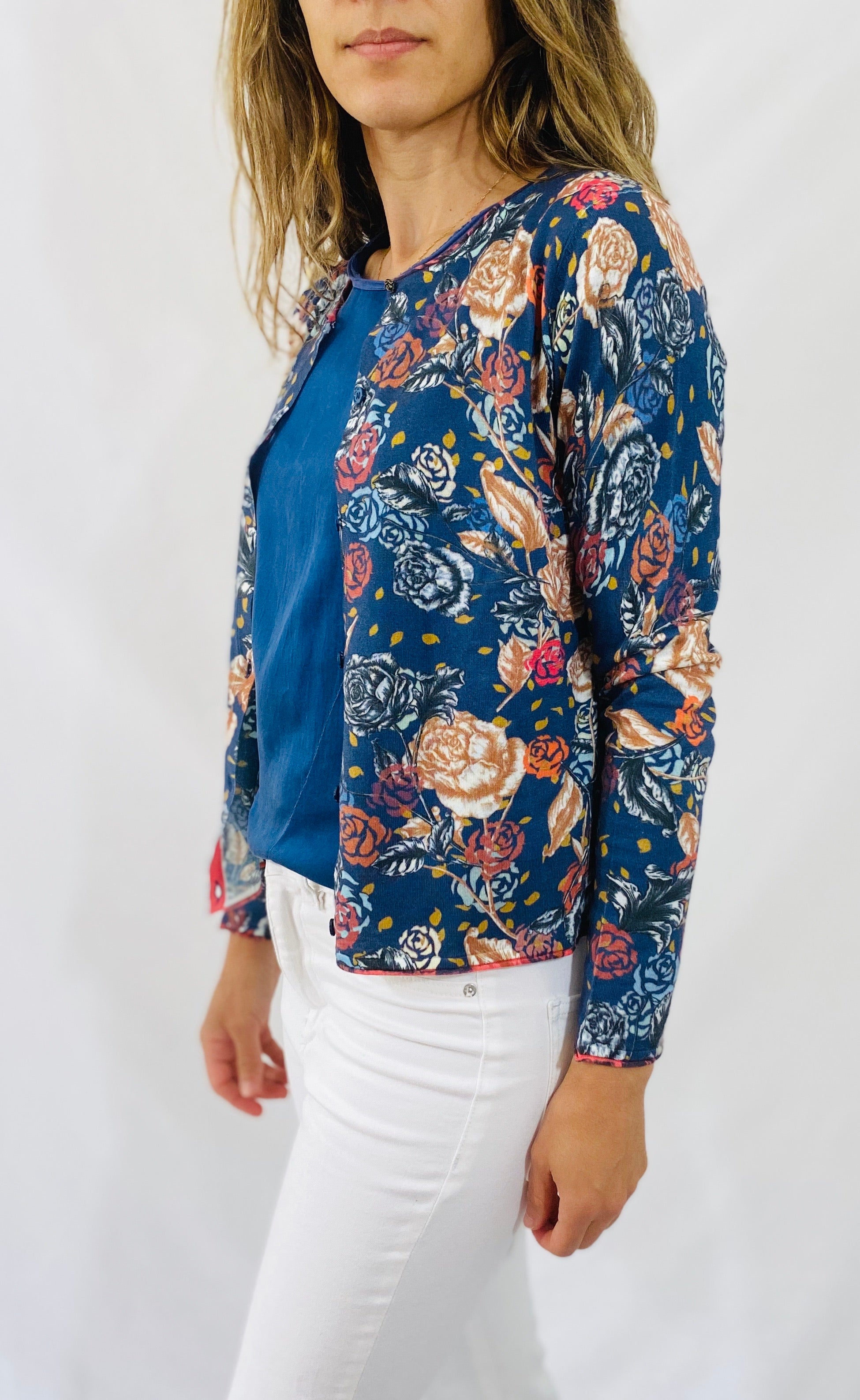 Maliparmi Floral Cardigan in Blue