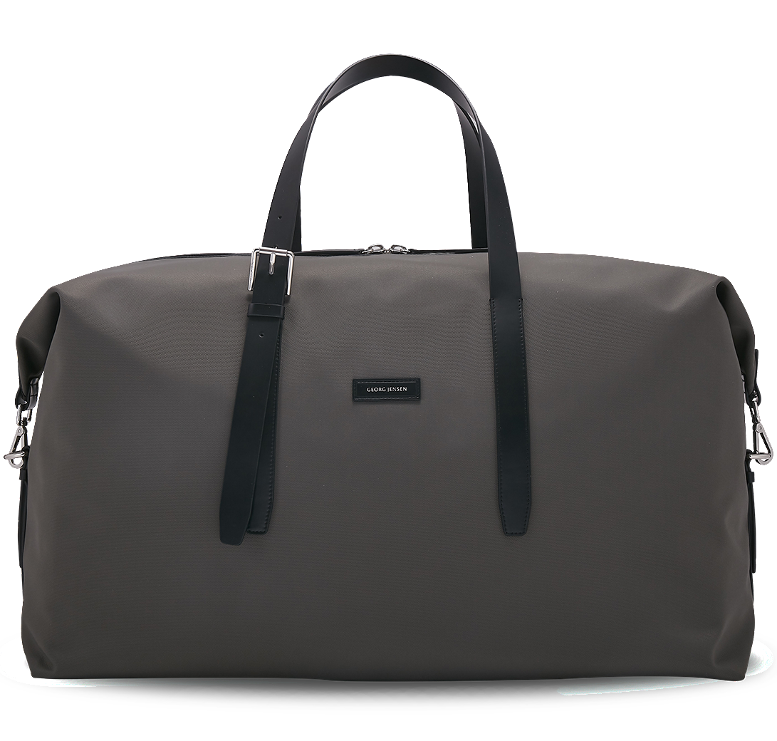 grey duffle bag