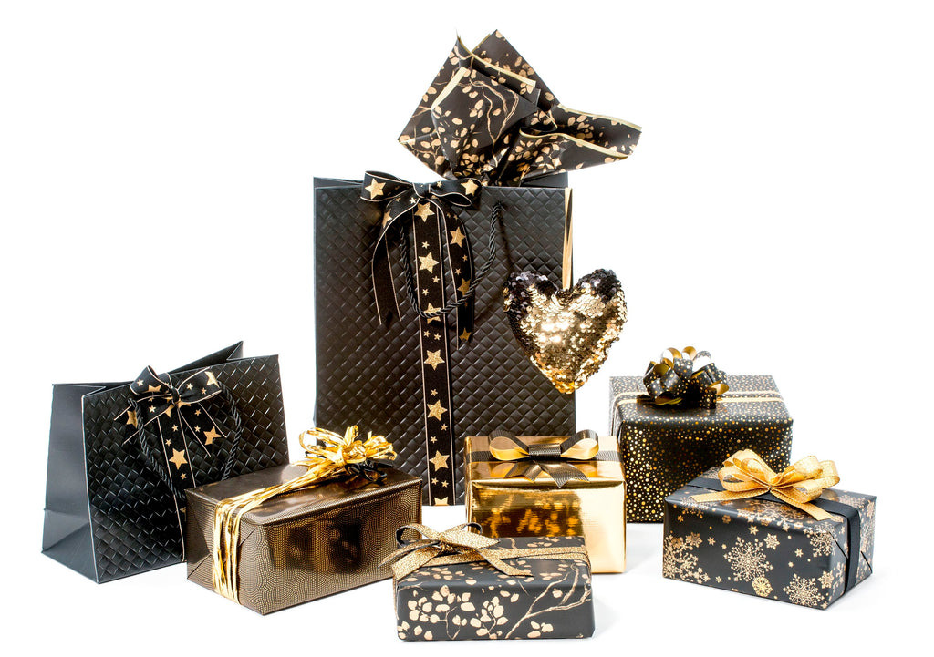 Black & Gold Christmas Gift Wrap And Boxes Collection – Kudos Giftwrap