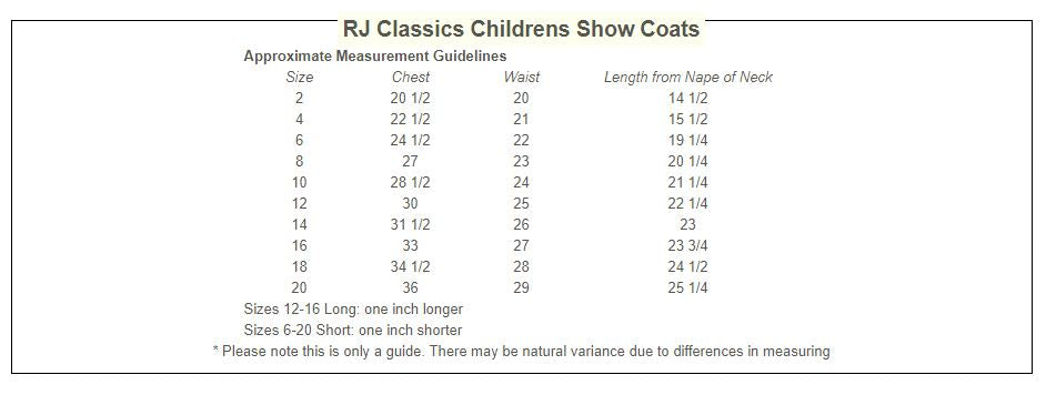 Rj Classics Show Shirt Size Chart