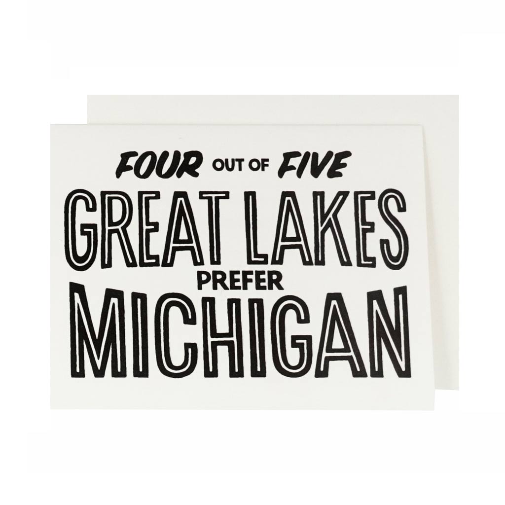 Four out of Five Great Lakes Prefer Michigan Letterpress Card