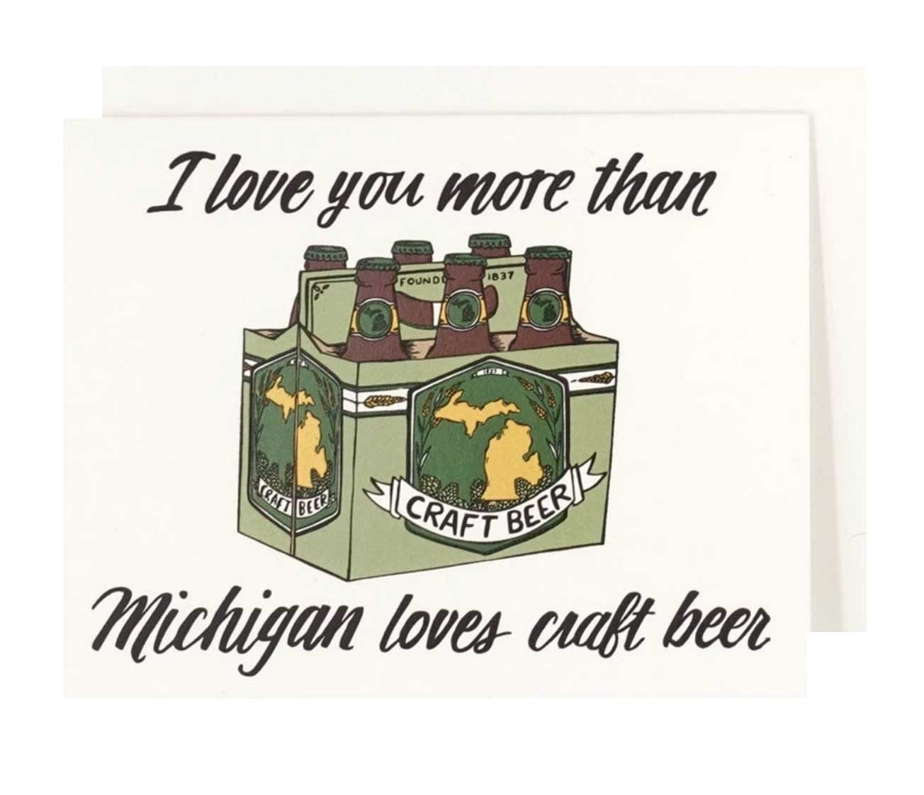 Michigan Craft Beer Love Letterpress Card