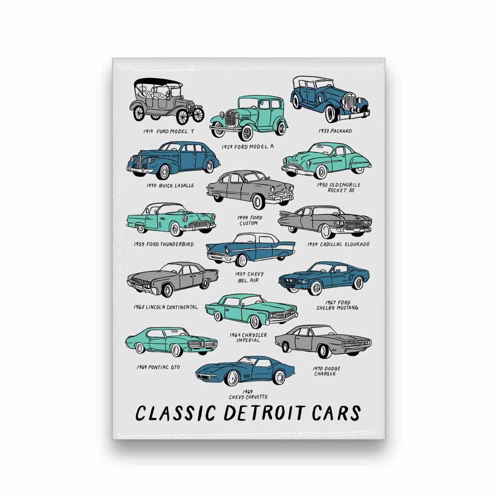 Classic Detroit Cars Rectangle Magnet