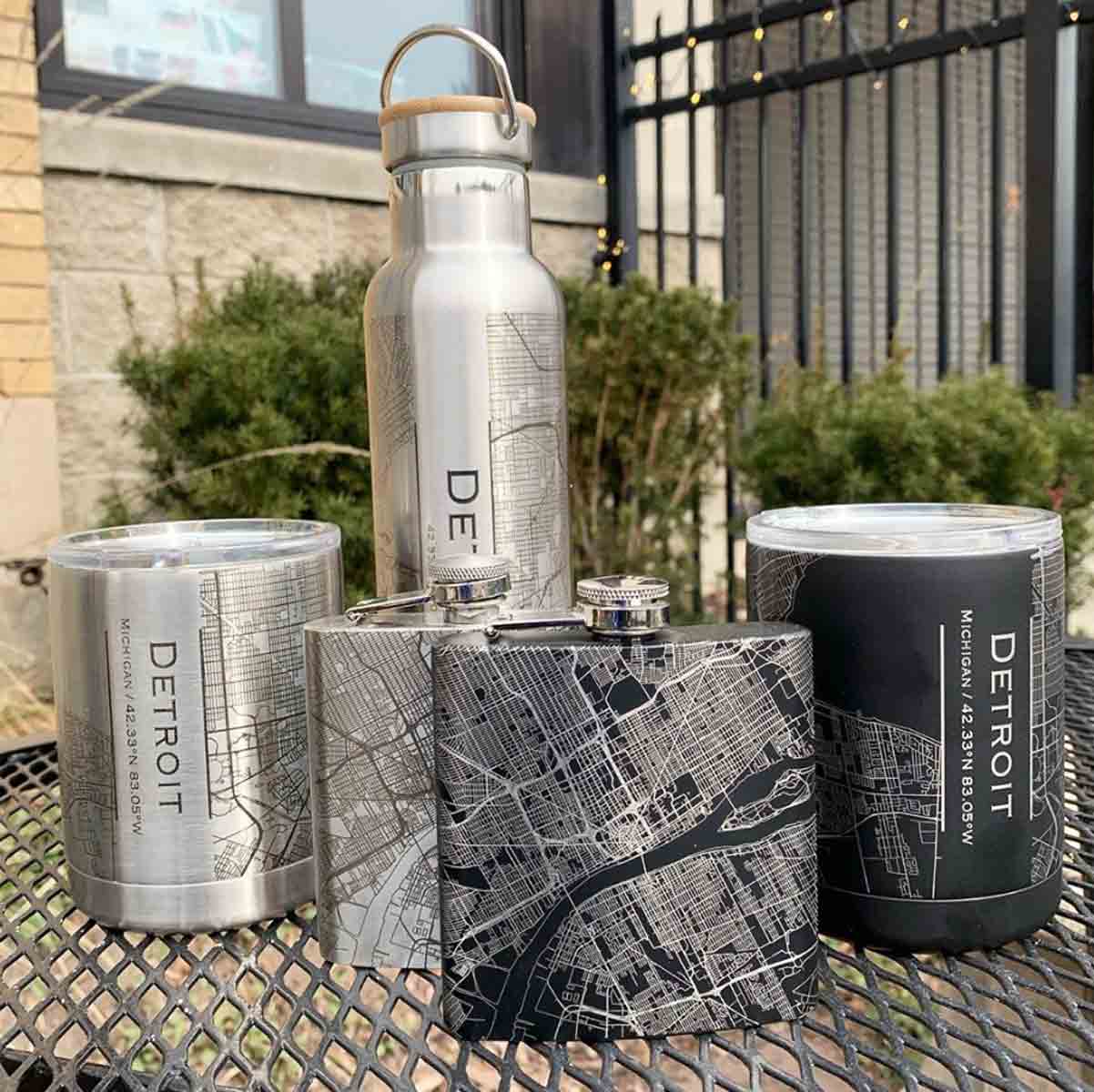 Detroit City Map Insulated Cup - Matte Black