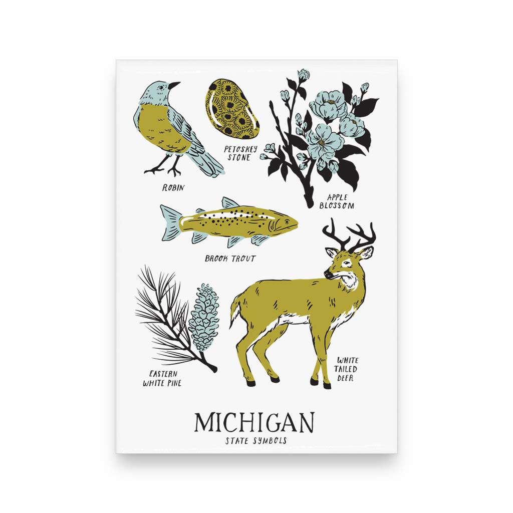 Michigan State Symbols Rectangle Magnet