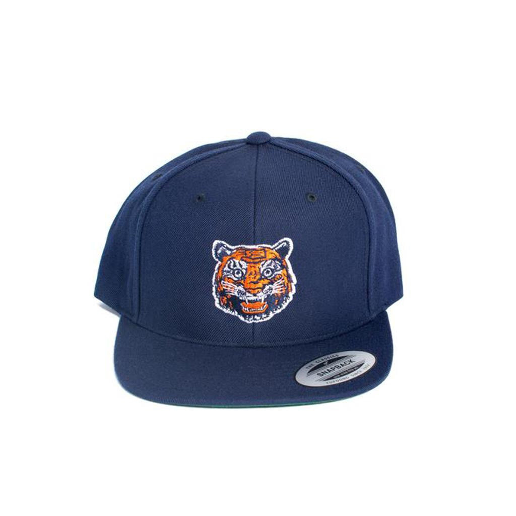 Navy Tiger Face Snap Back Hat (Navy With Green Under-Bill)