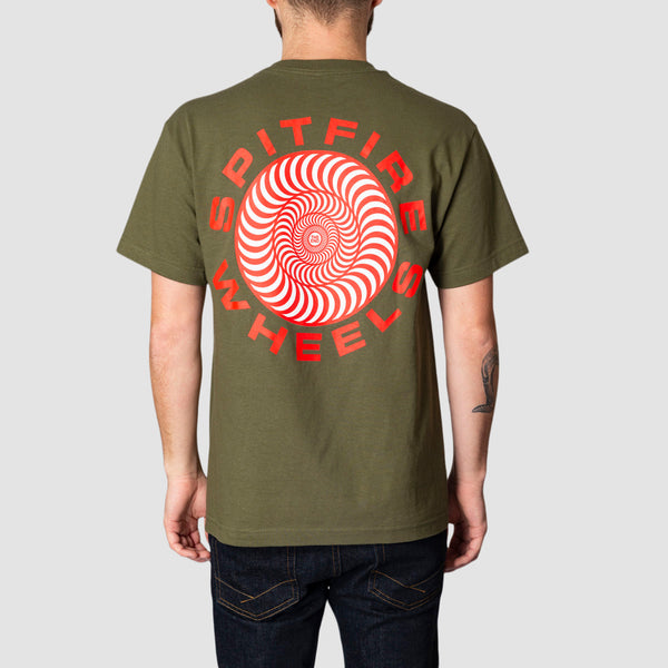 Spitfire Classic 87 Swirl Tee Military Green/Red