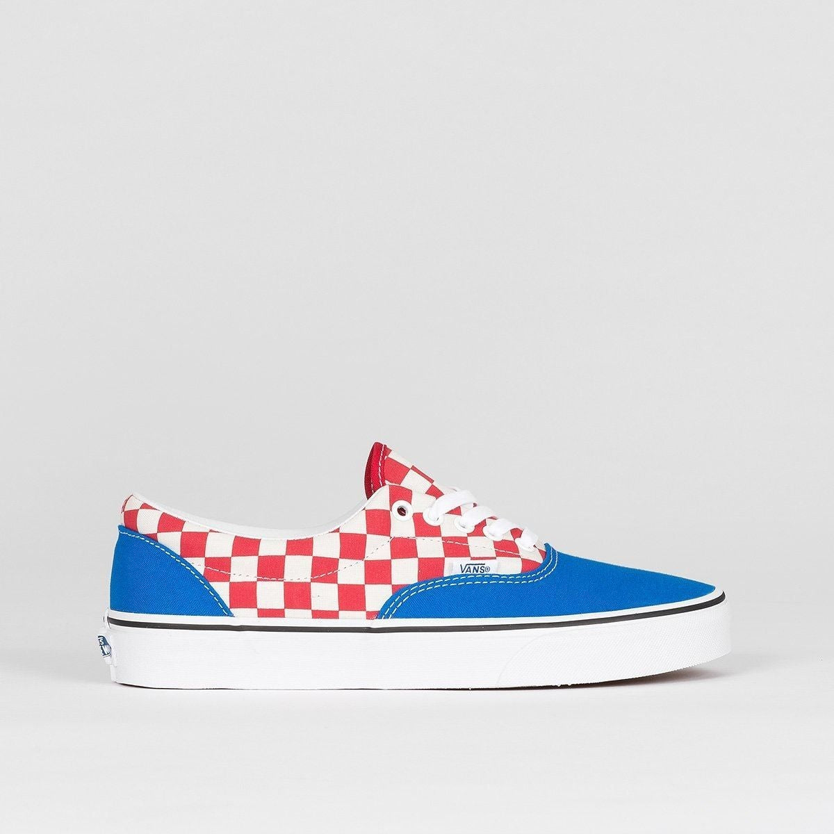 red blue and white checkerboard vans