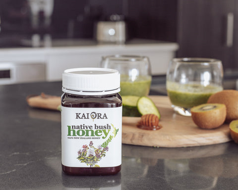 Green Kiwi Smoothie with Kai Ora Honey and fresh ingredients