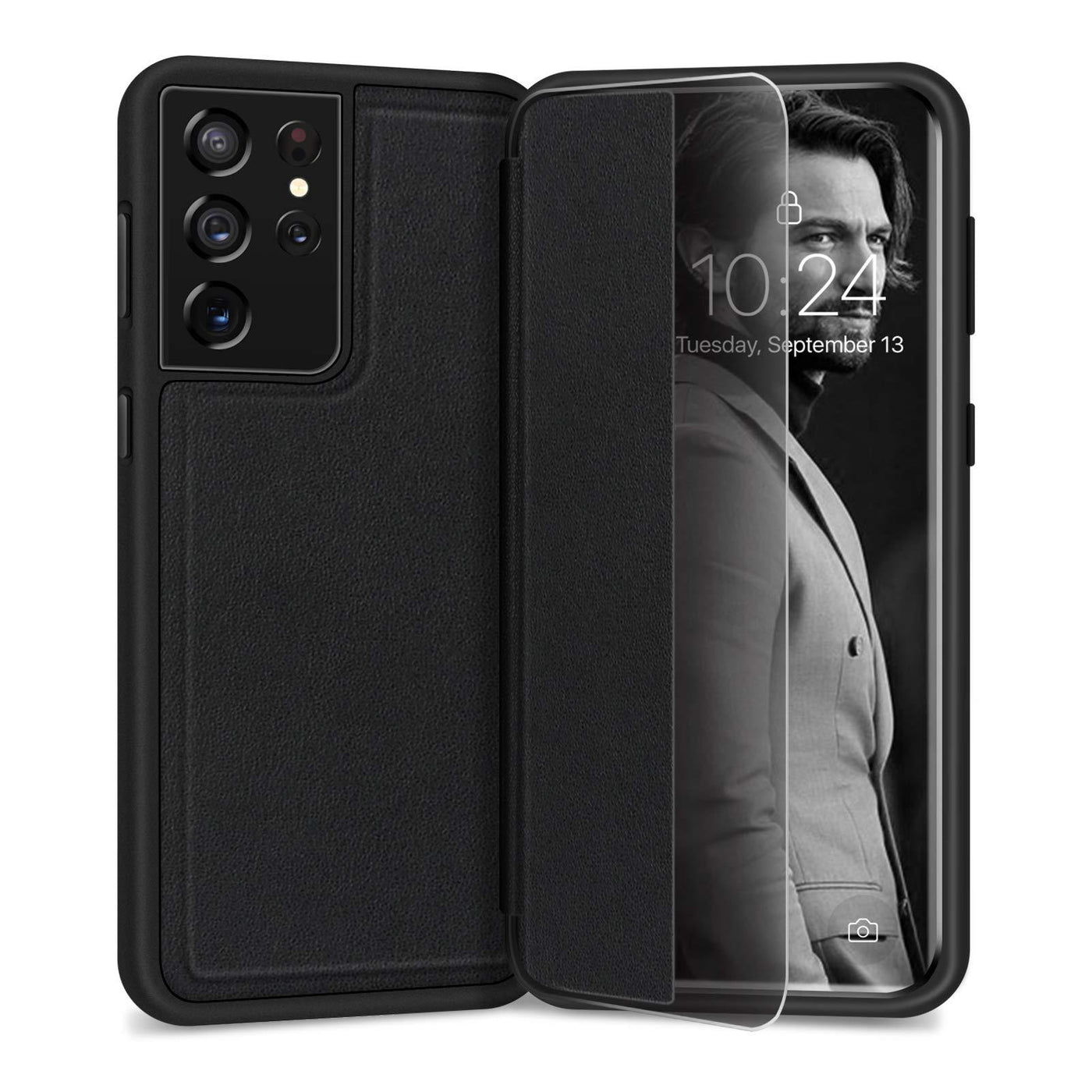 Skycase Galaxy S21 Ultra Case 6 8 Anti Scratch Shock Absorption Slim Flip Phone Case Designed With Window View Function For Samsung Galaxy S21 Ultra 6 8 5g 21 Black Black Cocoonpower Australia