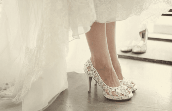Fashion Fish Toe Ivory  Lace High Heels  Wedding Bridal 