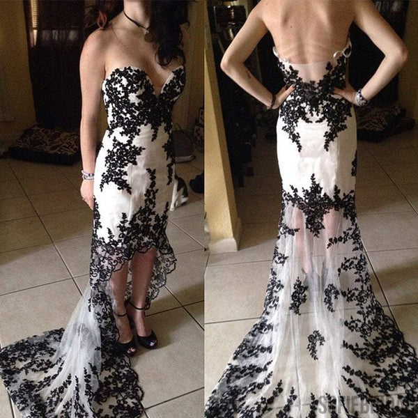 white lace backless prom dress