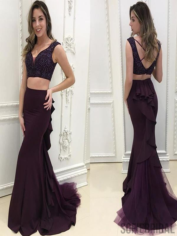 dark purple mermaid prom dress