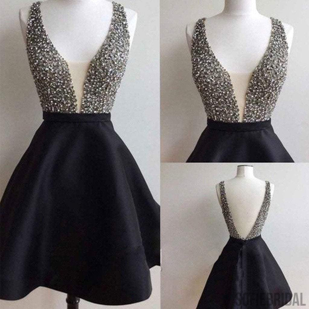 black rhinestone prom dress