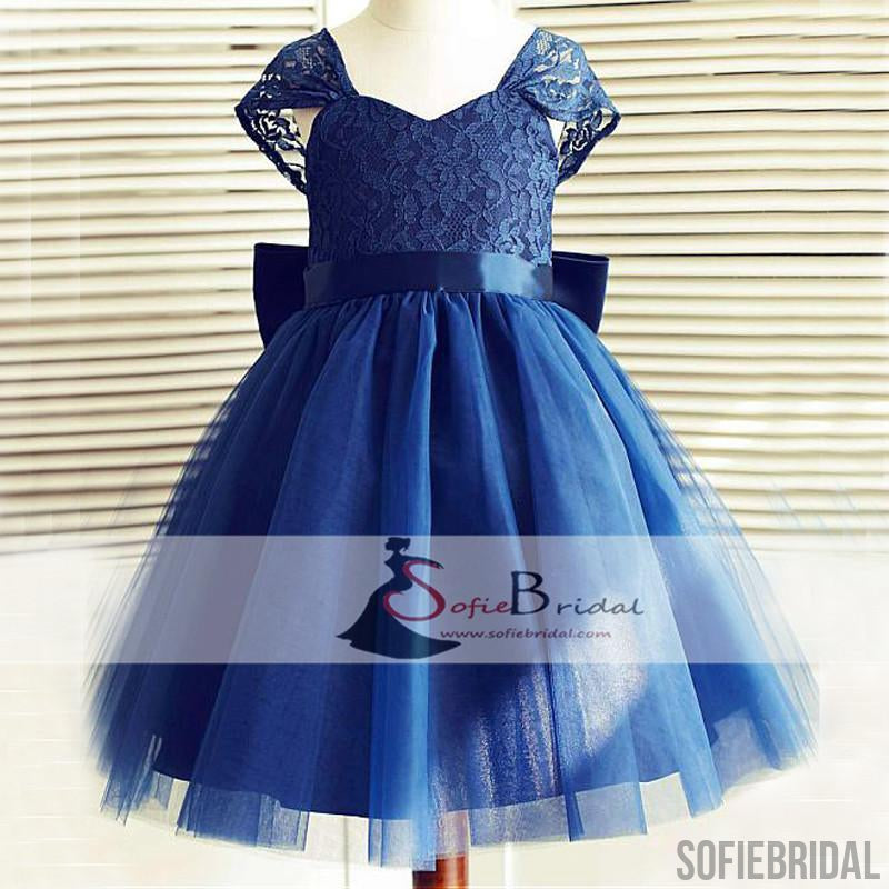 Royal Blue Lace Tulle Flower Girl Dresses, Lovely Cheap Flower Girl Dr ...