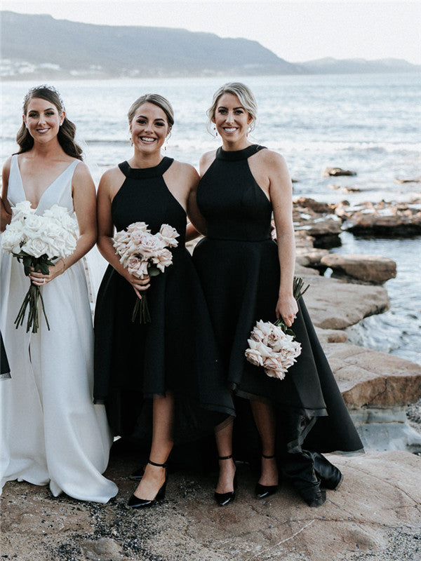 high low black bridesmaid dresses