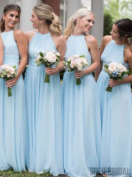 Light Blue A Line Cheap Chiffon Bridesmaid Dresses Pd0856 Sofiebridal