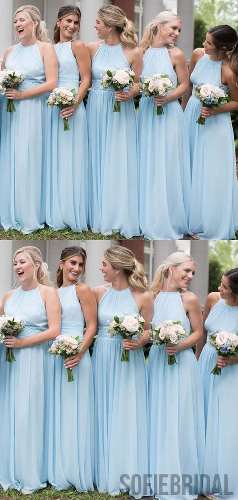 Light Blue A-line Cheap Chiffon Bridesmaid Dresses, PD0856 – SofieBridal