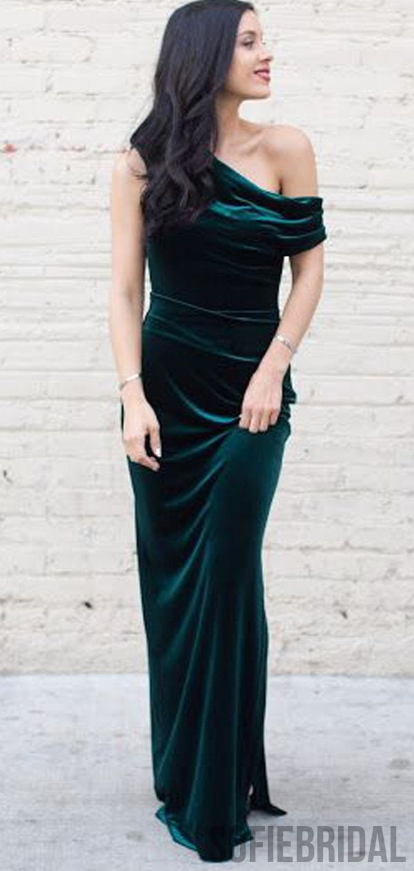 emerald green velvet off the shoulder dress