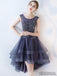 Cheap Ruffle Scoop Navy Lace Cute Homecoming Dresses 2018, CM469