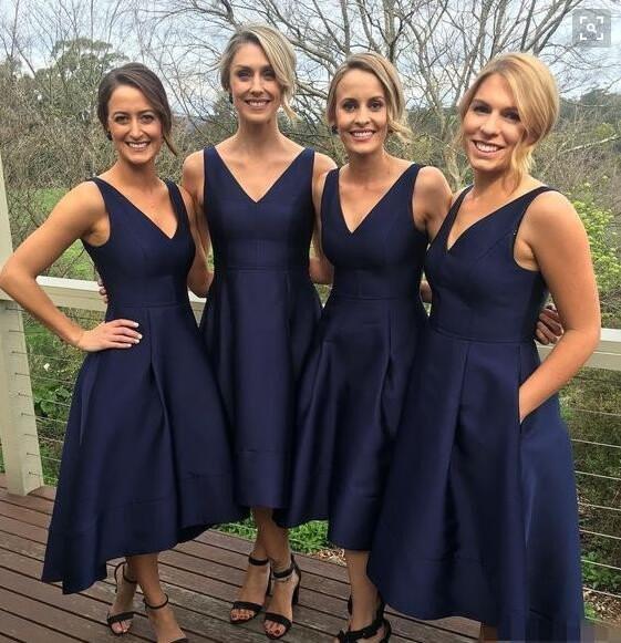 navy short bridesmaid dress